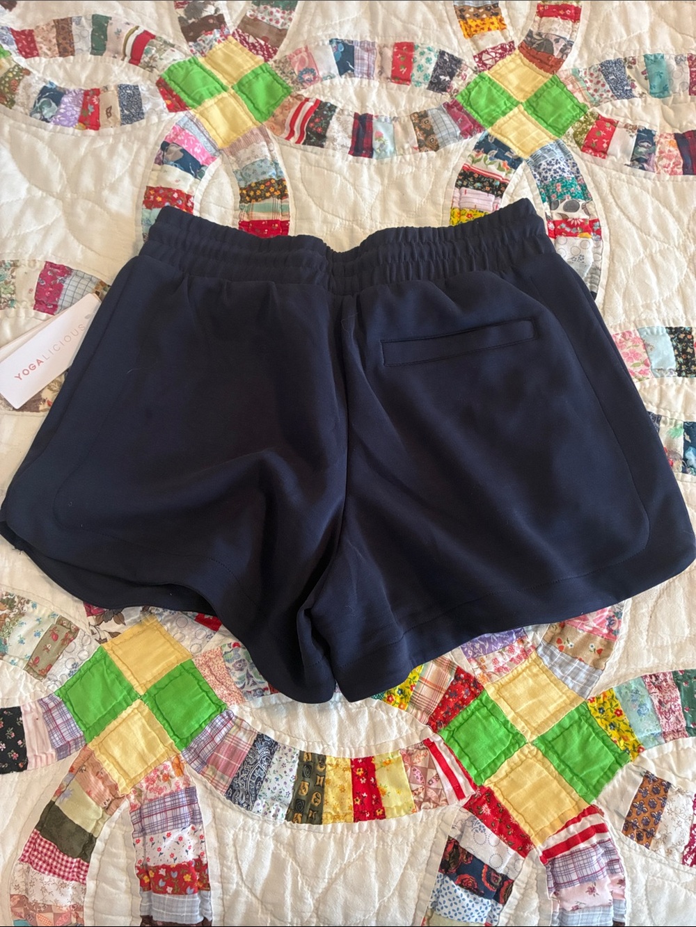 NWT Yogalicious Navy Drawstring Athletic Shorts small atheleisure girlhoodcore - Picture 2 of 4